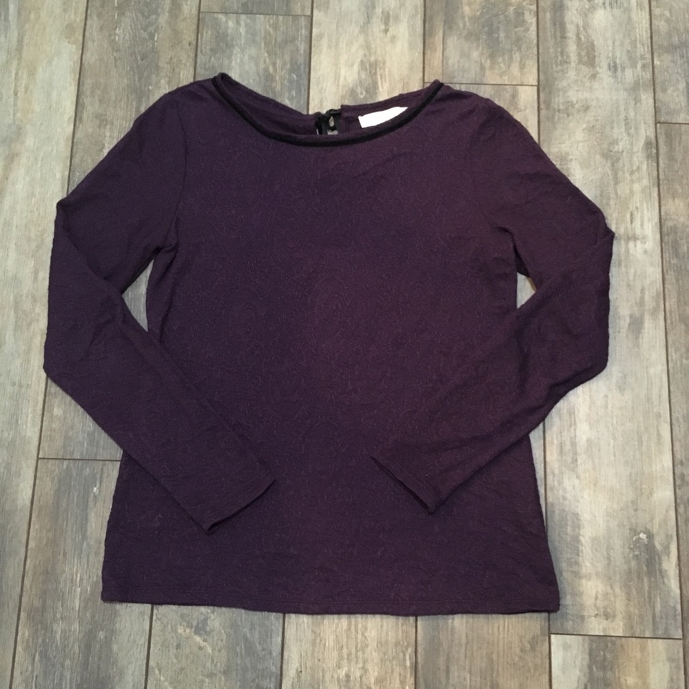 LOFT lace tie back purple top medium - Picture 2 of 6